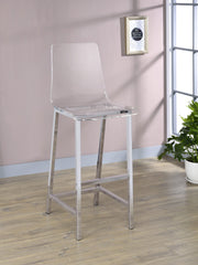 Silla de bar Juelia de acrílico transparente cromado (juego de 2)