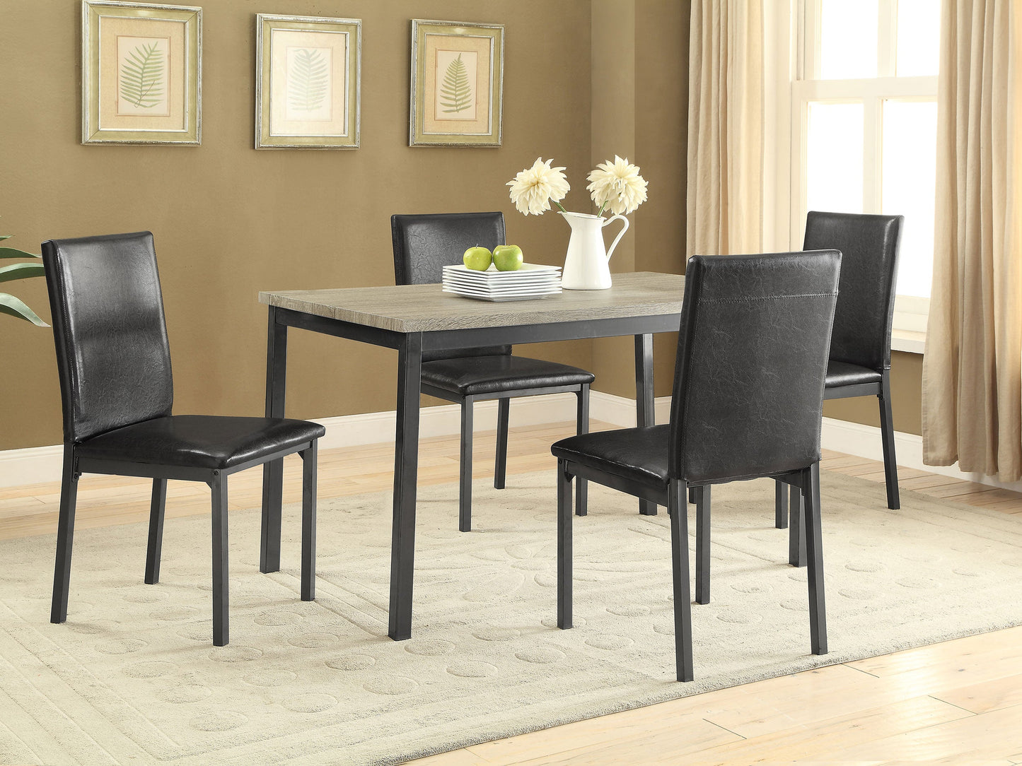 5 Piece Garza Rectangular Dining Table Set Black