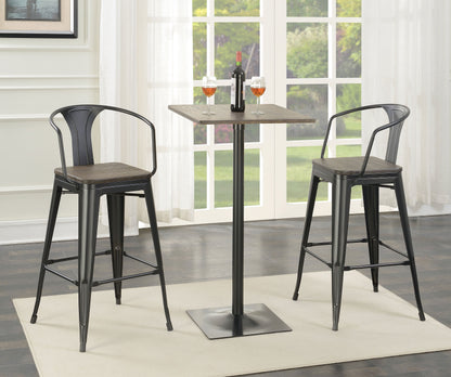 Cavalier Square Bar Table Set Dark Elm and Black