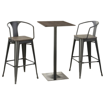 Cavalier Square Bar Table Set Dark Elm and Black