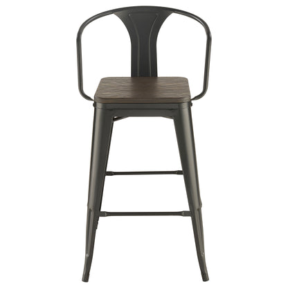 Cavalier Square Bar Table Set Dark Elm and Black