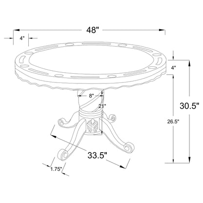 Mesa redonda de billar y póker Turk para comer y fumar