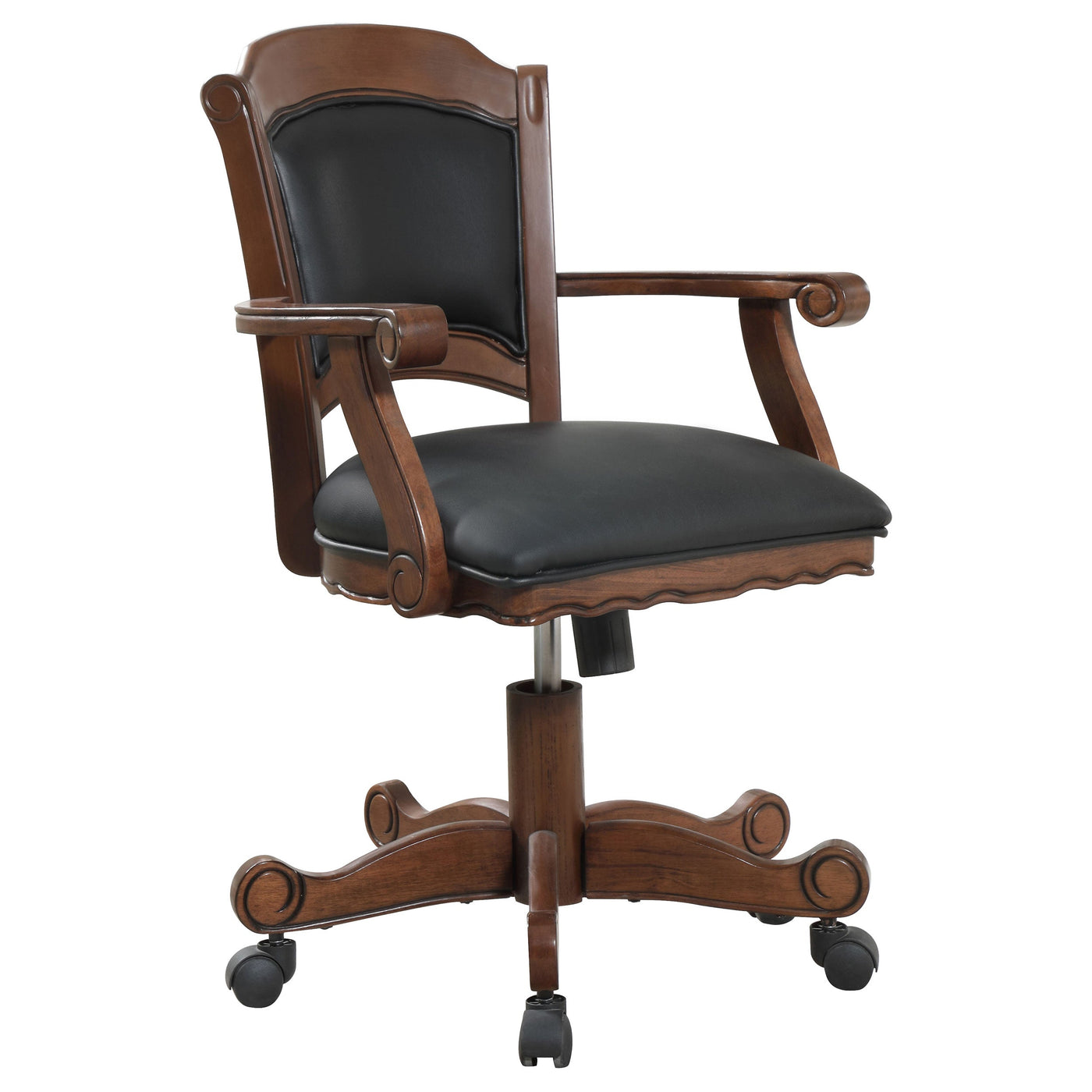 Silla giratoria de comedor y juegos tapizada Turk color tabaco
