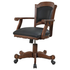 Silla giratoria de comedor y juegos tapizada Turk color tabaco