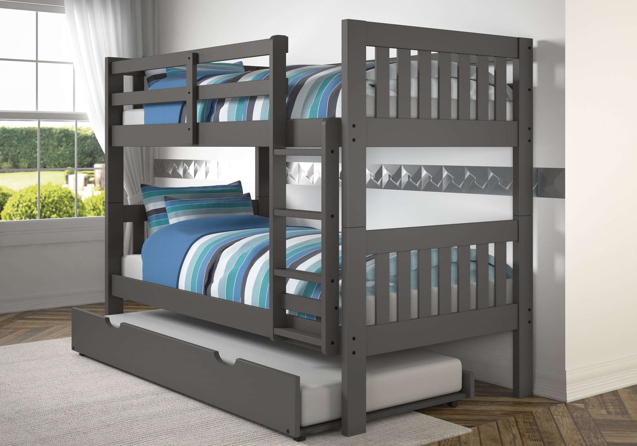Austin Mission Twin over Twin Bunkbed with Twin Trundle