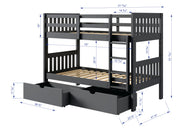 Austin Mission Twin over Twin Bunkbed with Dual Underbed Drawers