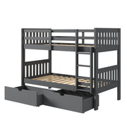 Austin Mission Twin over Twin Bunkbed with Dual Underbed Drawers