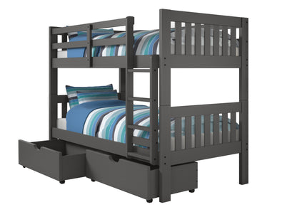 Austin Mission Twin over Twin Bunkbed with Dual Underbed Drawers