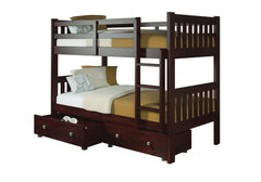 Austin Mission Twin over Twin Bunkbed with Dual Underbed Drawers