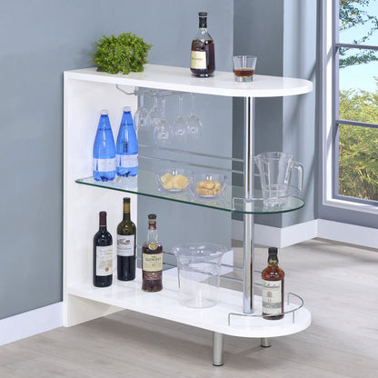 Adolfo Rectangular 2-tier Home Bar Table Black High Gloss