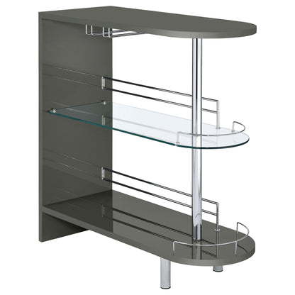 Adolfo Rectangular 2-tier Home Bar Table Black High Gloss