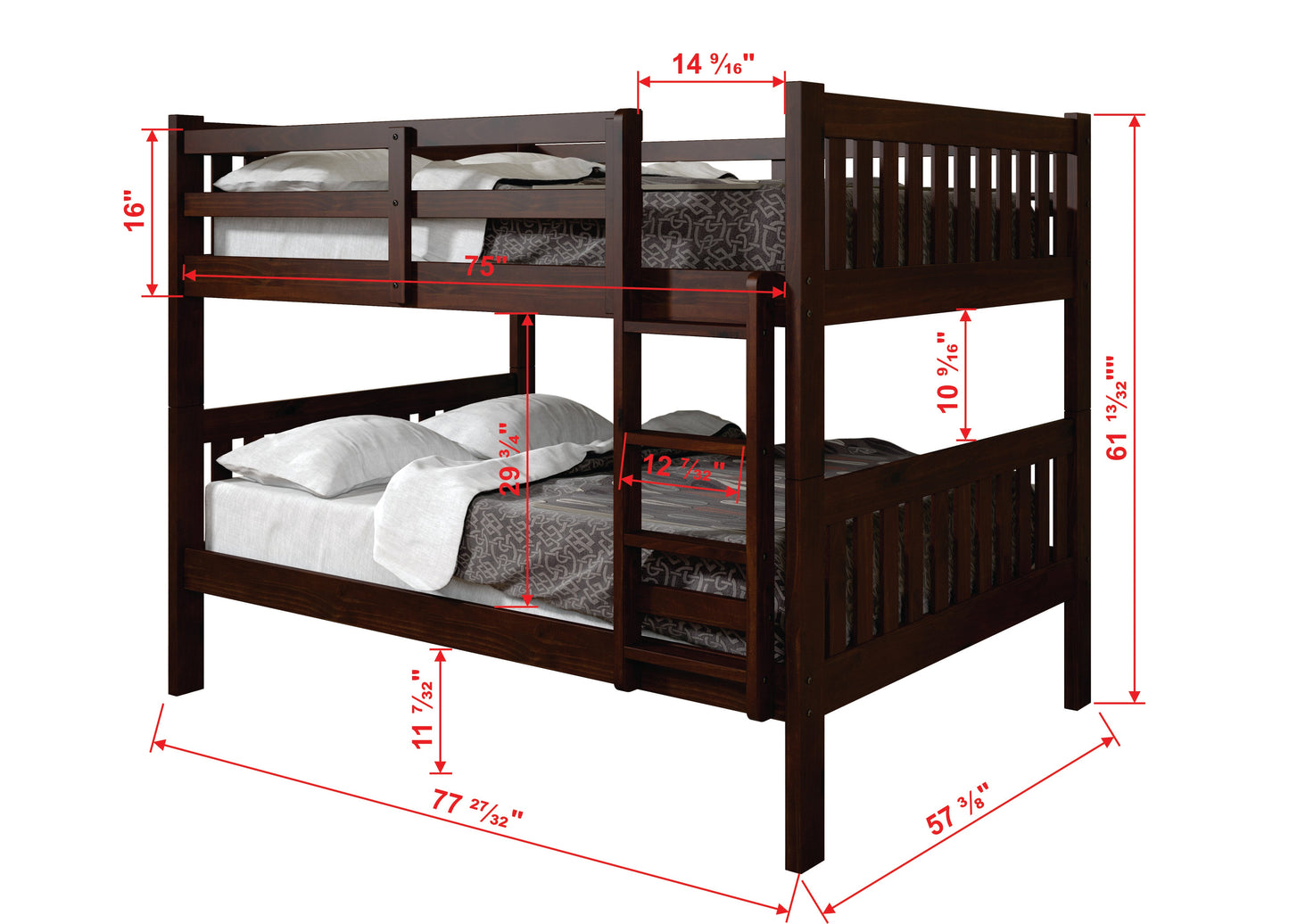 Austin Mission Full over Full Bunkbed with Dual Underbed Drawers