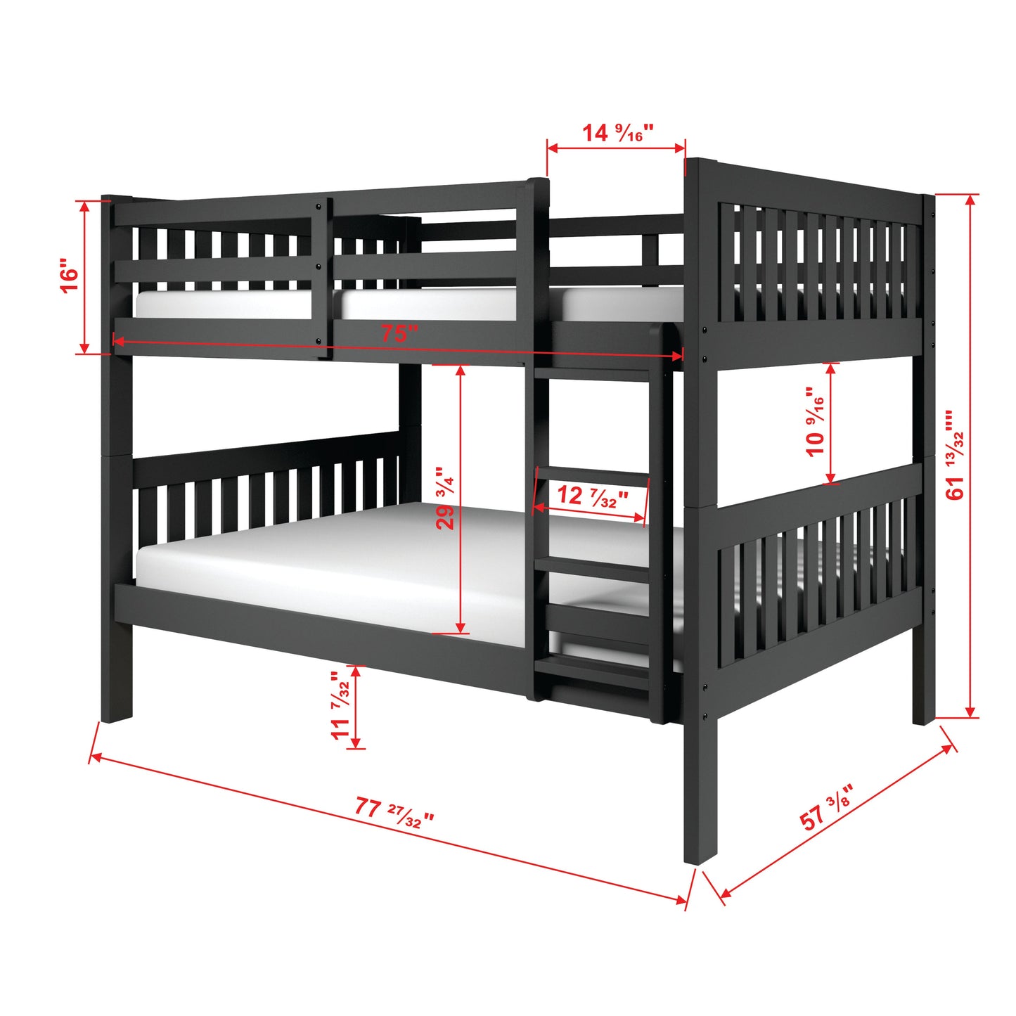 Austin Mission Full over Full Bunkbed with Dual Underbed Drawers
