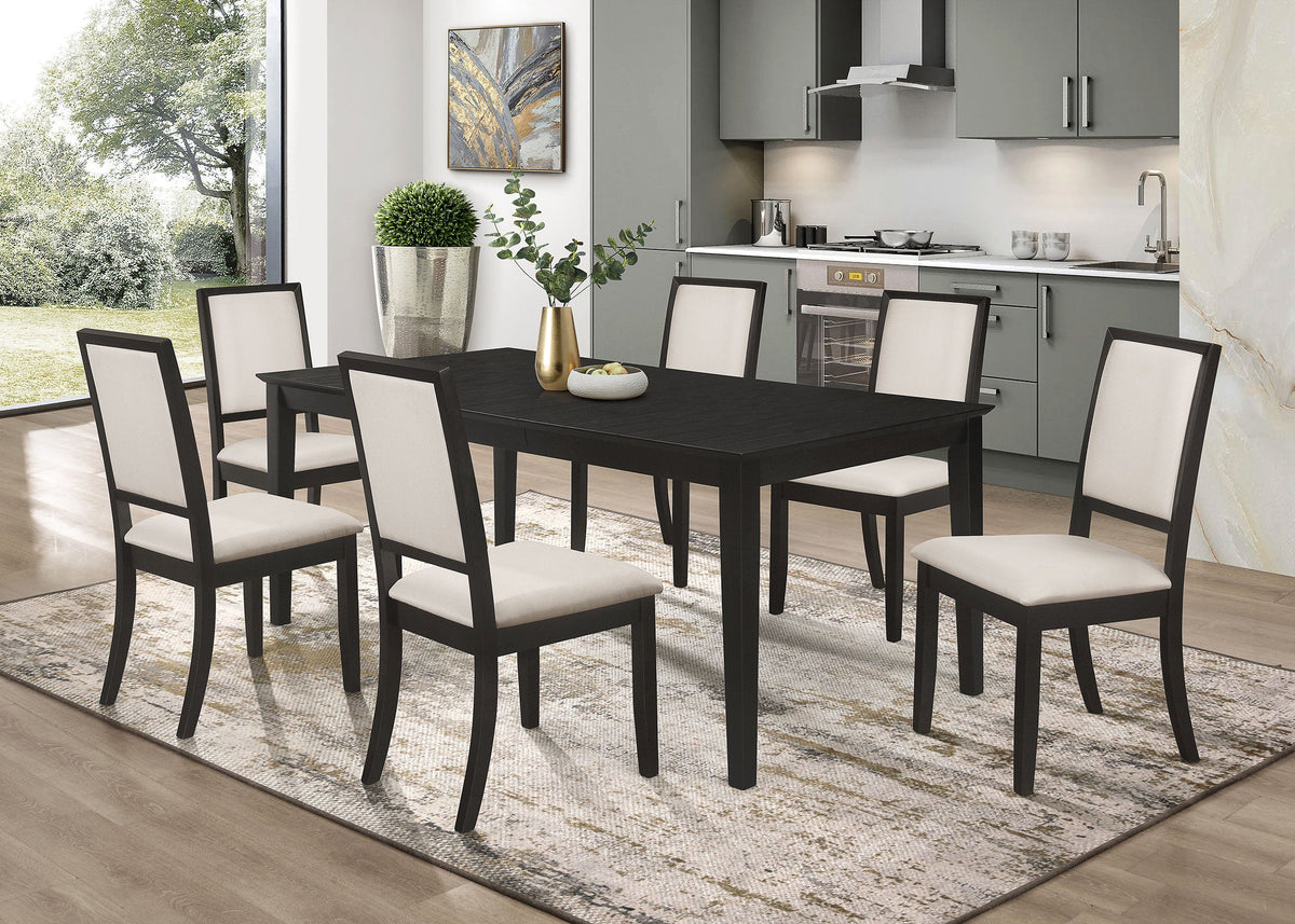 Juego de comedor Louise con hojas extensibles rectangulares, color negro