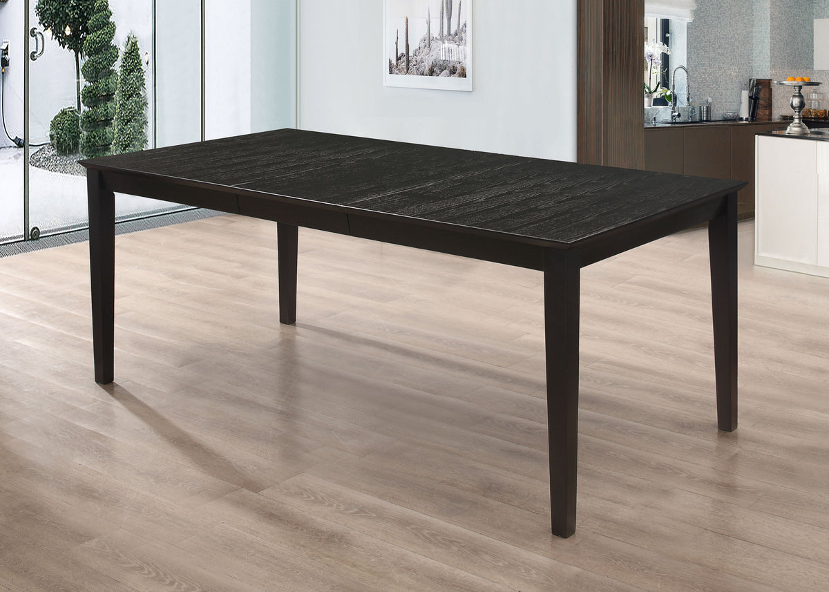 Mesa de comedor rectangular Louise de 78 pulgadas con hojas extensibles, color negro