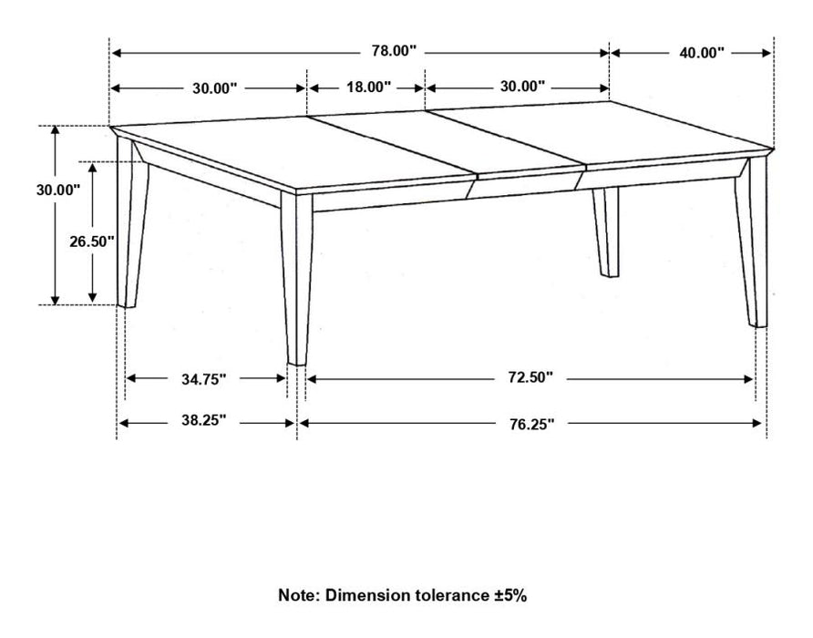 Mesa de comedor rectangular Louise con extensión