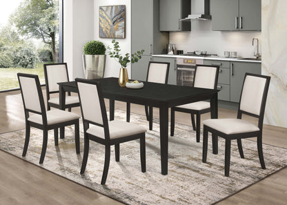 Mesa de comedor rectangular Louise de 78 pulgadas con hojas extensibles, color negro