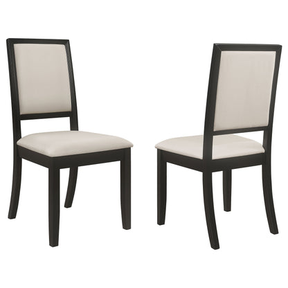 Silla de comedor Louise tapizada de madera negra (juego de 2)