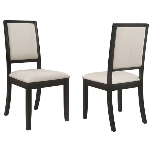 Silla de comedor Louise tapizada de madera negra (juego de 2)