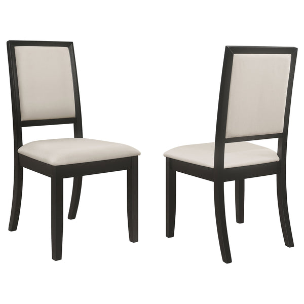 Silla de comedor Louise tapizada de madera negra (juego de 2)