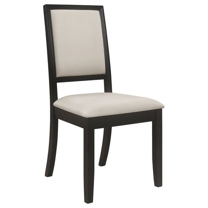 Silla de comedor Louise tapizada de madera negra (juego de 2)