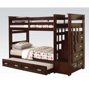 Litera Allentown de madera maciza para adolescentes con cama nido y espacio de almacenamiento