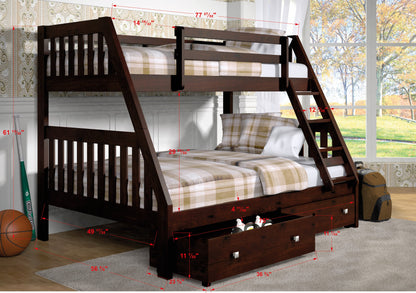 Austin Mission Twin over Full Bunkbed with Dual Underbed Drawers