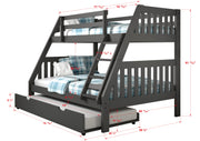 Austin Mission Twin over Full Bunkbed with Twin Trundle Bed