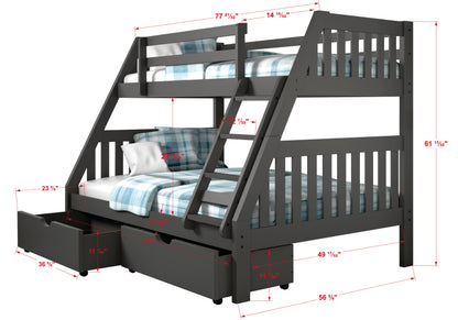 Austin Mission Twin over Full Bunkbed with Dual Underbed Drawers