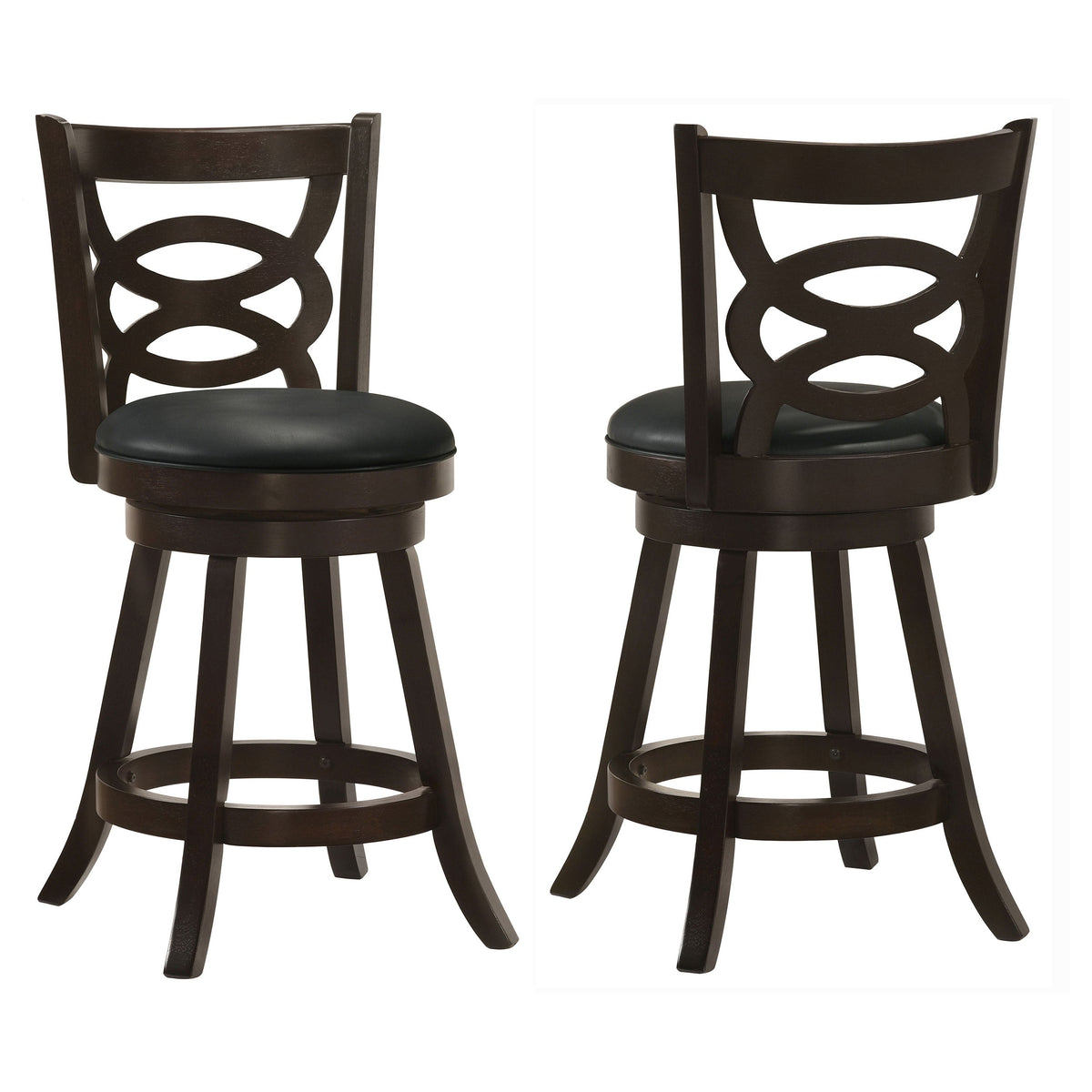 Taburete giratorio de madera Calecita para bar o mostrador, color capuchino (juego de 2)