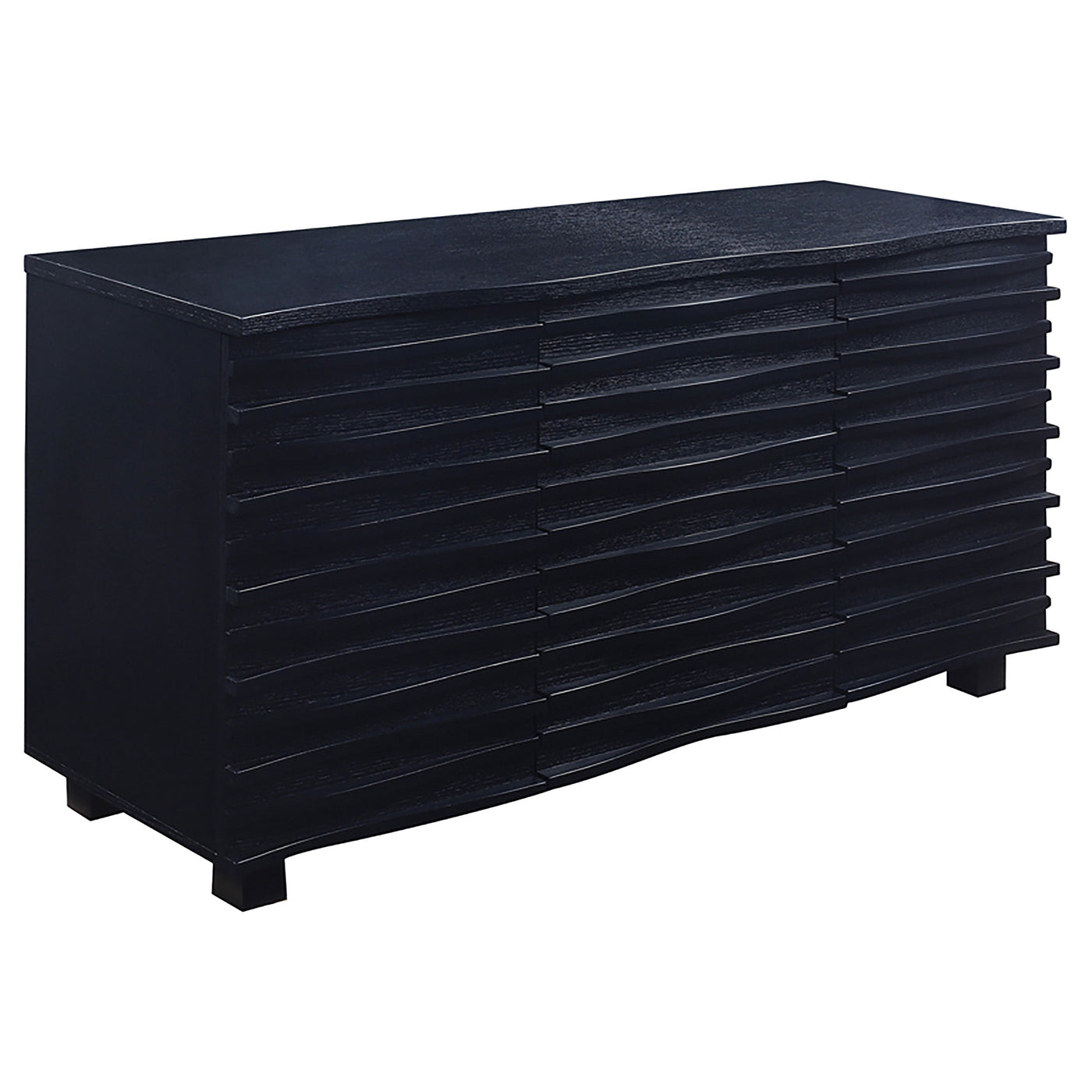Aparador tipo buffet Stanton de 3 cajones, color negro