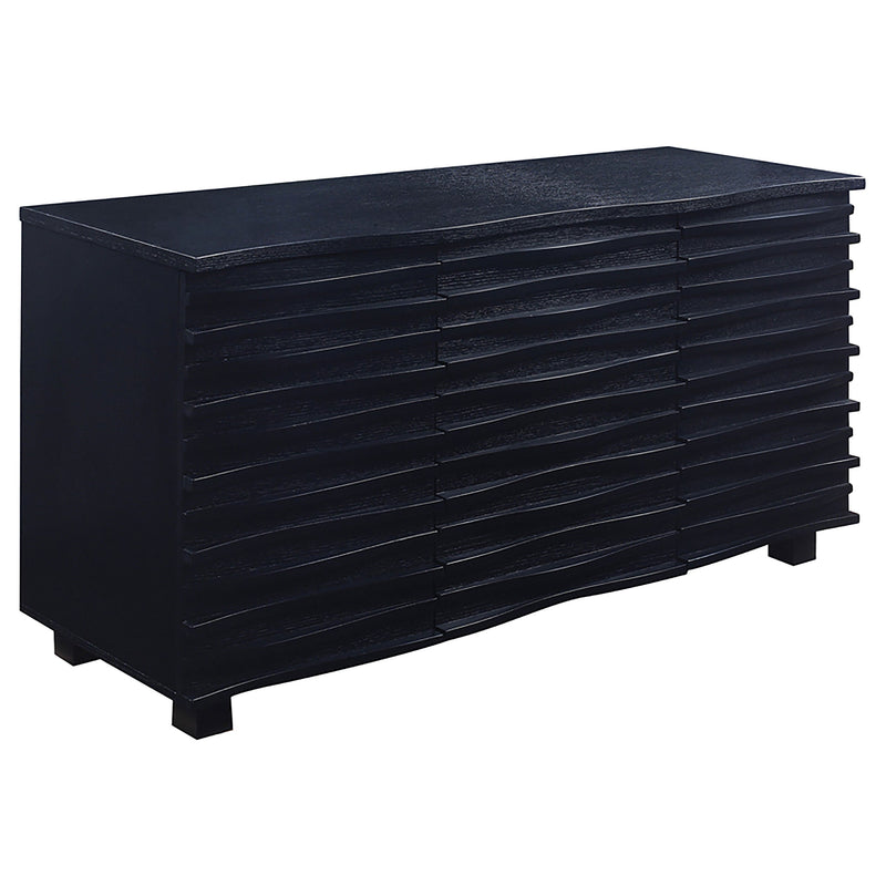 Aparador tipo buffet Stanton de 3 cajones, color negro