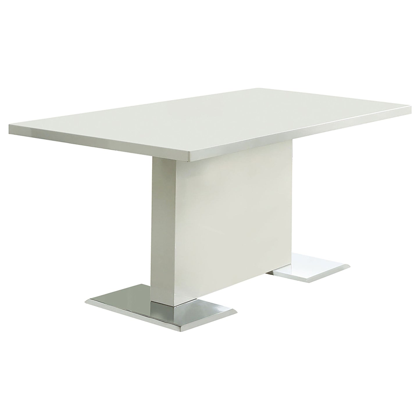 Mesa de comedor rectangular Anges de 63 pulgadas, blanca de alto brillo
