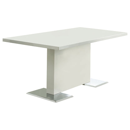 Mesa de comedor rectangular Anges de 63 pulgadas, blanca de alto brillo
