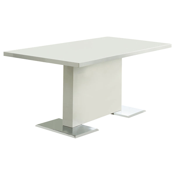 Mesa de comedor rectangular Anges de 63 pulgadas, blanca de alto brillo