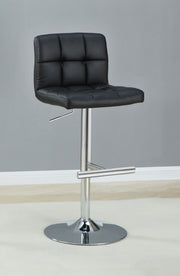 Lenny Tufted Adjustable Faux Leather Bar Stool Black (Set of 2)
