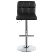 Lenny Tufted Adjustable Faux Leather Bar Stool Black (Set of 2)
