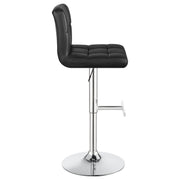 Lenny Tufted Adjustable Faux Leather Bar Stool Black (Set of 2)