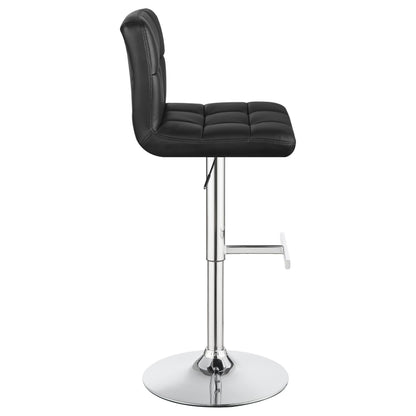 Lenny Tufted Adjustable Faux Leather Bar Stool Black (Set of 2)