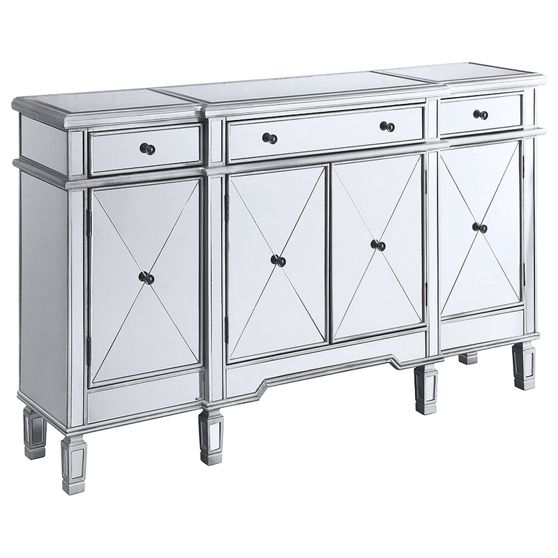 Gabinete de almacenamiento con espejo de 4 puertas Aconitum, plateado