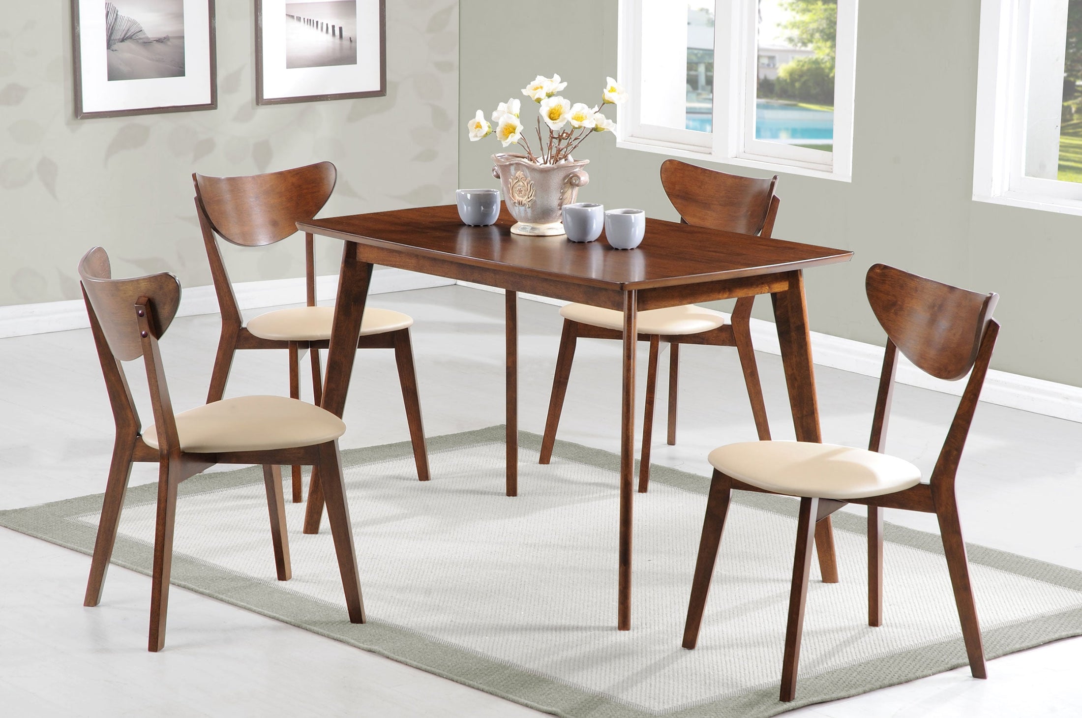 Juego de mesa de comedor rectangular Kersey color castaño