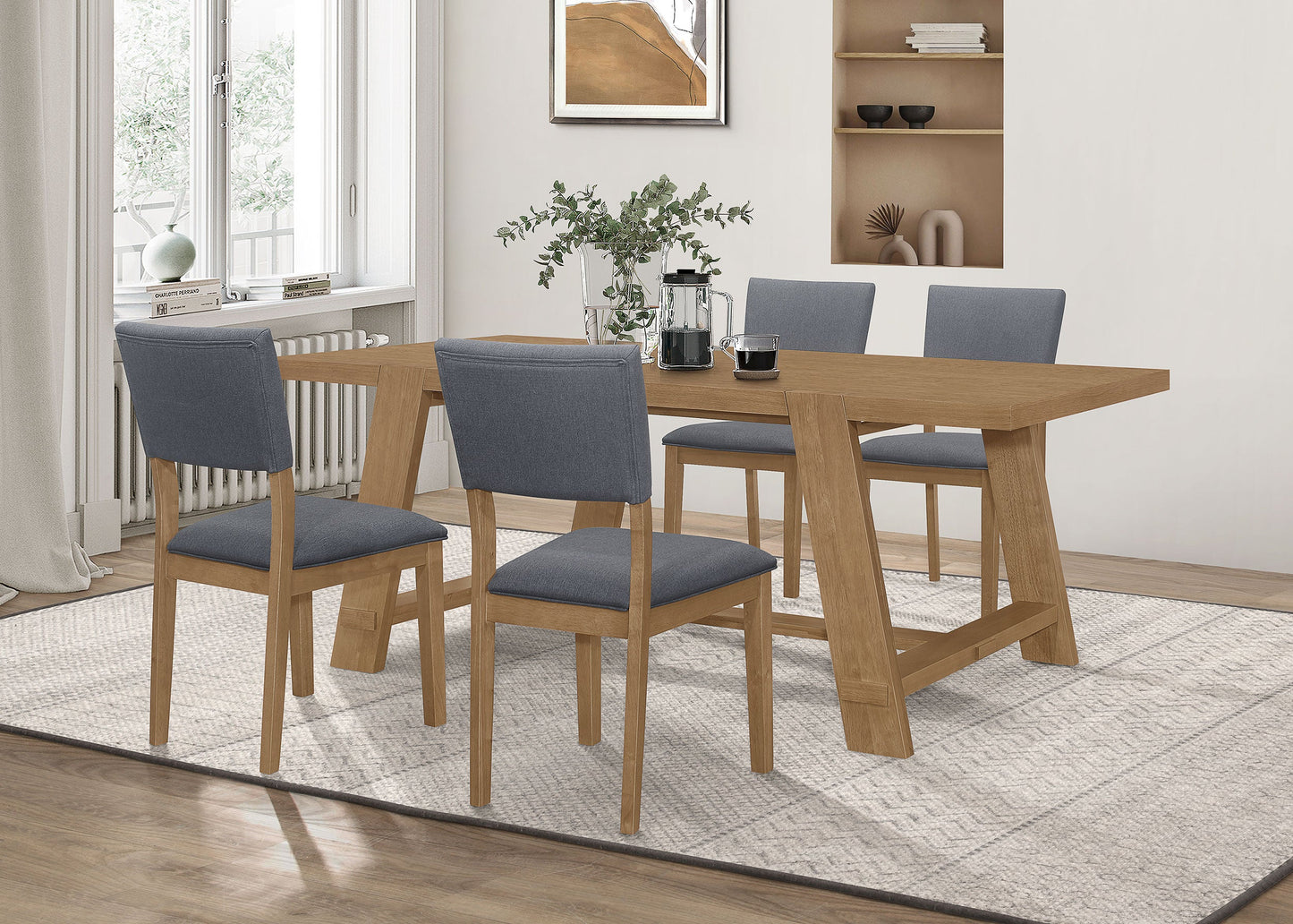 Sharon Rectangular Dining Table Set Brown