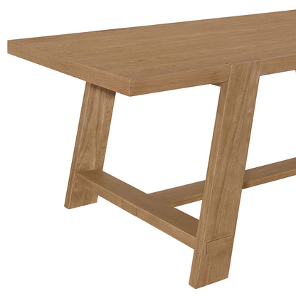 Mesa de comedor rectangular Sharon de 84 pulgadas con caballete de madera marrón