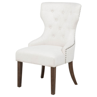 Baney Fabric Upholstered Dining Side Chair Cream and Dark Oak