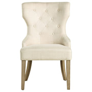 Silla de comedor Baney tapizada en tela beige y negra