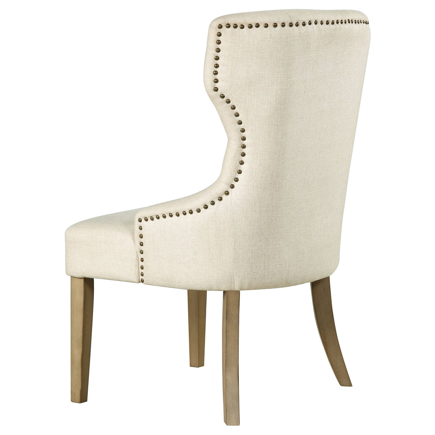 Silla de comedor Baney tapizada en tela beige y negra