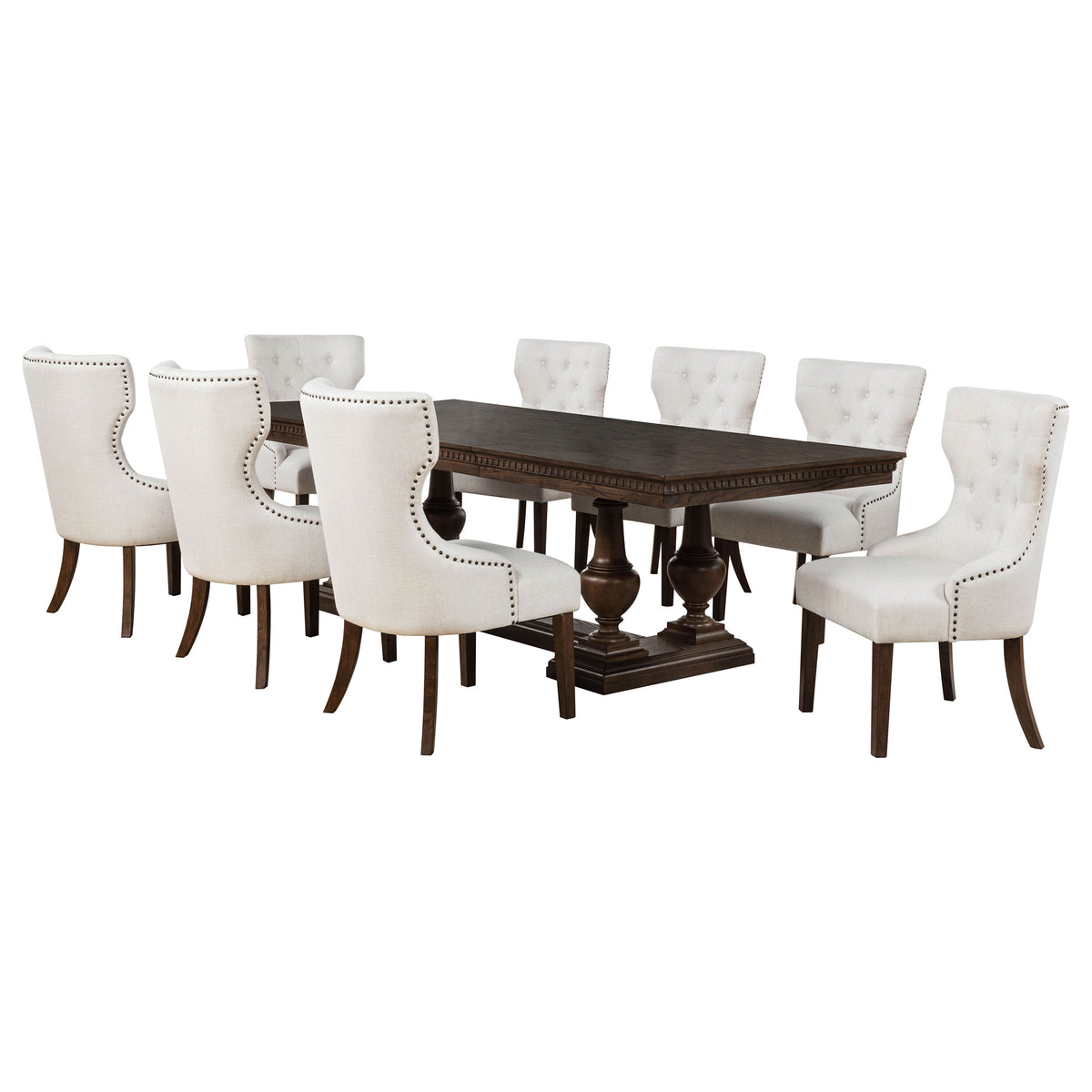 Ridgewell 9-piece Rectangular Trestle Dining Set Dark Oak