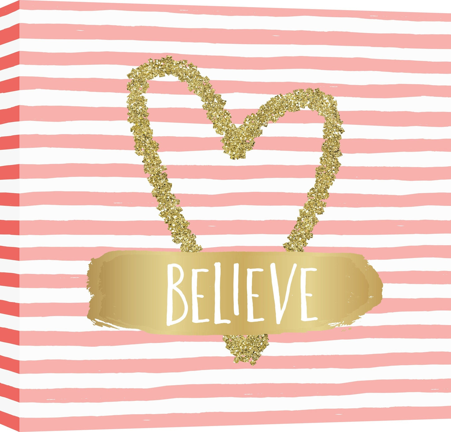 ''Believe in Gold Heart Whimsy'' Printed Wrapped Canvas