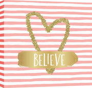 ''Believe in Gold Heart Whimsy'' Printed Wrapped Canvas