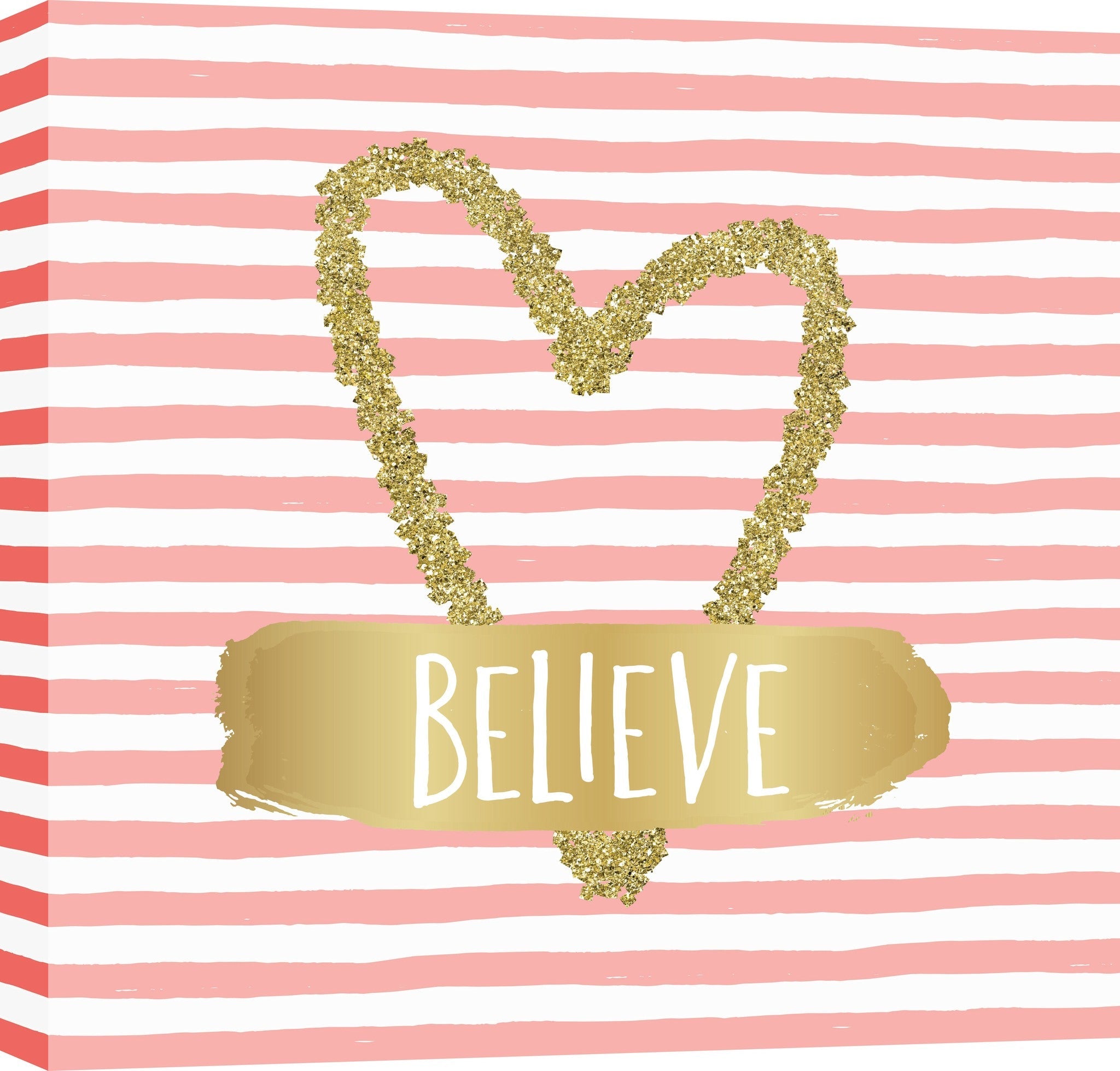 ''Believe in Gold Heart Whimsy'' Printed Wrapped Canvas